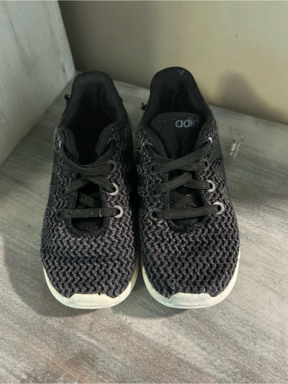 Adidas Kids Black Knit Lace-Up Sneakers